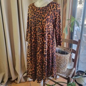 L&B Cheetah Dress 3/4 sleeve NWT